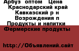 Арбуз  оптом › Цена ­ 6 - Краснодарский край, Кавказский р-н, Возрождения п. Продукты и напитки » Фермерские продукты   